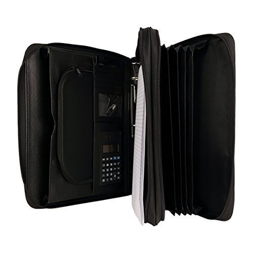 Nufazes Portfolio 3 Ring Binder Organizer- Padfolio Briefcase With Retractable Handle And Zippered File Divider #TOP3