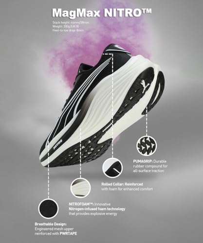 Image of Puma Men, MagMax Nitro, Black-White-Cool Dark Gray, Running Shoe, 9.5UK, (31008801)