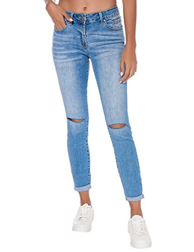 Resfeber Women's Ripped Boyfriend Jeans Stretch Distressed Jeans Capri Mom Jean With Hole #TOP3