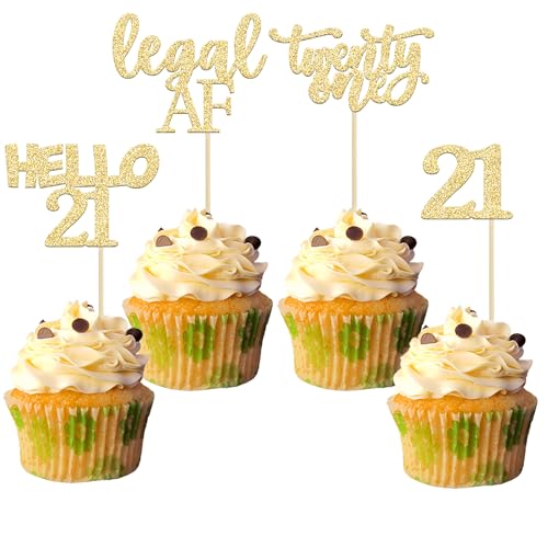 Gyufise 21 Cupcake Toppers 21st Birthday Cake Decorations Hello 2...