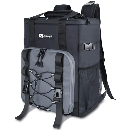 Nevera Mochila 20 L Mochila Grande Plegable, 24 Latas, Gran Mochila Térmica, Mochila Aislada con Compartimento Nevera, Mochila de Compras para Playa/Picnic/Camping/Barbacoa/Excursión