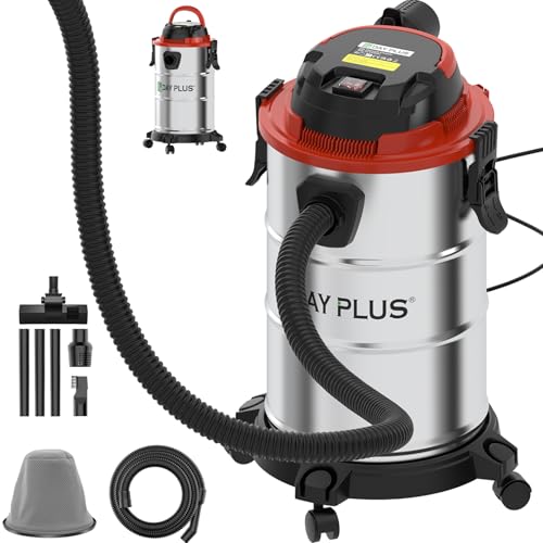 Lucn Aspiradora industrial 3000 W, 3 en 1, 20 L, 19 kpa, aspiradora en seco y húmedo, de acero inoxidable Lucn Aspiradora industrial 3000 W, 3 en 1, 20 L, 19 kpa, aspiradora en seco y húmedo, de acero inoxidable