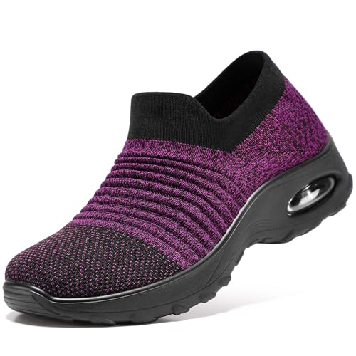 Image of HKR Women's Walking Shoes with Arch Support Lightweight Slip On Sneakers for Plantar Fasciitis