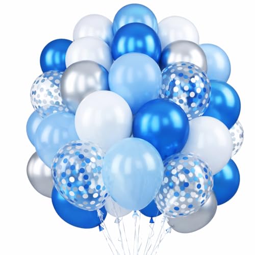 Omrel Blue Balloons 50 Pack 12inch Party Birthday Balloons Blue Latex Balloon Confetti Ballon Helium Balloons For Kids Birthday Party Decoration Babyshower Wedding