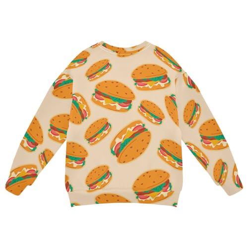 Wusikd Hamburger Boy Girl Sweatshirt Toddler Crewneck Vegetables Cheese Pullover Sweater Long Sleeve Clothes L Multi2