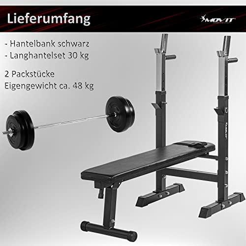 Movit® Hantelbank mit Verstellbarer Langhantelablage und Dip-Station, faltbar, 2 Farben, optional mit 30kg o. 60kg… – Bild 4