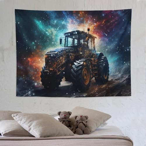 Tapisserie tracteur PAZZK imprimée 3D de 150×200cm pour déco de salon