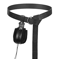 2 Stück Mittelalterlicher Wikingergürtel mit Kunstledertasche, Vintage Renaissance Gürteltasche Würfeltasche, Retro Nordische Gürteltasche, Tragbare Tasche Renaissance Kostüm Zubehör(Schwarz)