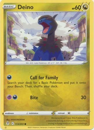 Pokemon Single Card DEINO 113/203 EVOLVING SKIES