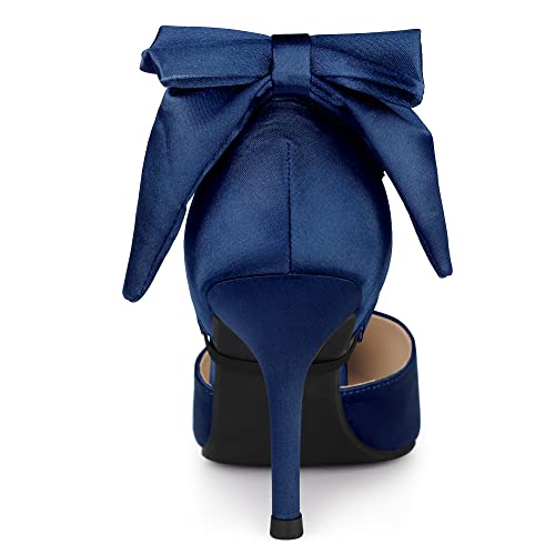 Allegra K Allegra K Women's Pointed Toe Bow Satin Blue Stiletto Heels Pumps - 10 M US