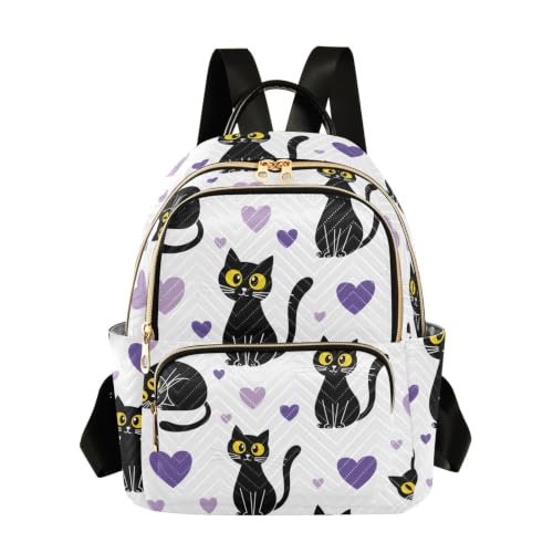 Sac à dos femme Chat Cœur Violet idéal pour vos balades
