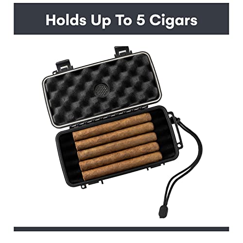 Pardo Cigar Travel Humidors With Built-In Humidifier Disc - Airtight, Waterproof, Portable & Durable Humidor Cigar Box - Quality Cigar Case & Cigar Accessories From Pardo (Holds Up To 5 Cigars) #TOP2
