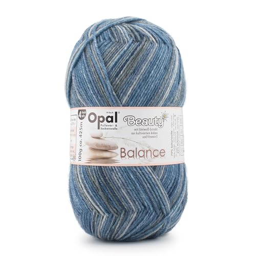 Opal Beauty Balance 4-fädige Pullover-/Sockenwolle mit Edelweißextrakt u. Vitamin E,100g/425m, 75% Schurwolle (Superwash) 25% Polyamid (11401 grenzenlose Weite)