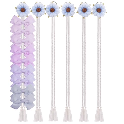 cherrboll 6PCS Hair Bow Holder for Girls, Flower Bows Organizer, Floral Hair Clips Storage Organizer Display Wall Hanging for Baby Toddler Room Nursery Decors