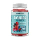 Probiotic Gummies with Vitamin C and Folic Acid | 5 Billion CFU Probiotics | Gut Health, Digestion,