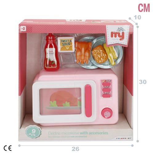 ColorBaby 39035 My Home Micro-ondes de jeu, lumière et son, dimensions 20 x 9 x 13 cm, avec accessoires, jouets symboliques, jeu de cuisine, jeux pour garçons et filles, cadeaux pour enfants, à partir – vue 7