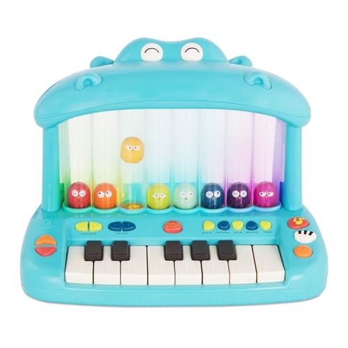 Land of B. Hippo Spielzeug Keyboard mit Lichtern und Liedern, Piano, Musikspielzeug, Musikinstrument zum Klavier spielen für Babys und Kinder ab 1 Jahr