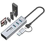 3-Port USB C 3.0 Hub Splitter with USB A Adapter, SD/TF OTG Card Reader, Portable 5 in 1 Multi Ports USB Expander for PC, Laptop, MacBook, Xbox, Flash Drive, HDD, Console,Camera