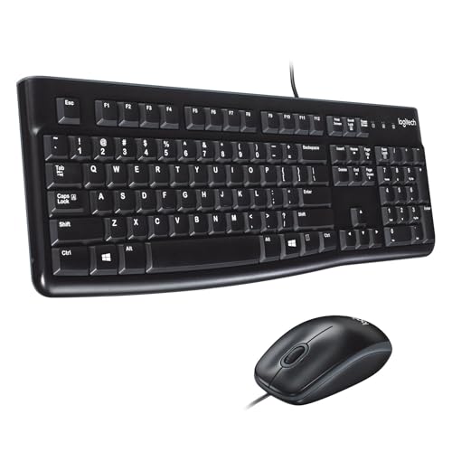 Logitech MK120 Kabelgebundenes Tastatur-Maus-Set, Optische Maus, USB-Anschluss, PC/Laptop, Schweizer QWERTZ-Layout - Schwarz