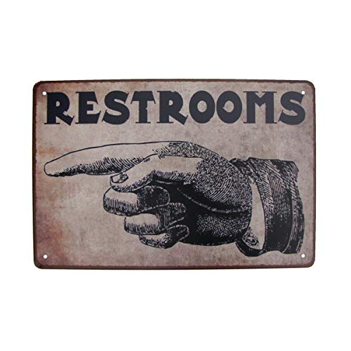 Vintage Finger Point Arrow Restrooms Metal Sign Bar Pub Bathroom Wall Decor 6"x8"