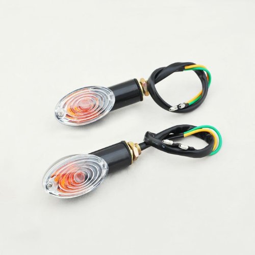 Rhegene Motorcycle 12V Orange Mini Turn Turning Signal Light Lamp Pair Left & Right Black Shell Screws Size:10 mm
