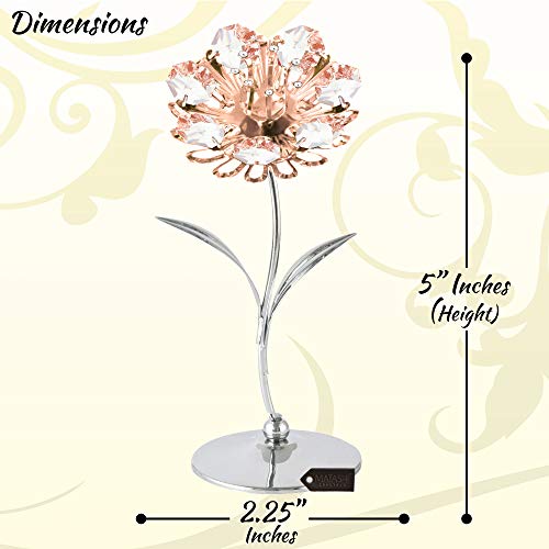 Matashi Gift For Women Chrome & Rose Gold Crystal Studded Sunflower Figurine Table Top Ornament Everlasting Gift Keepsake Home Decor | Mother's Day | Bridal Shower | Wedding | Birthday | 1 Piece #TOP2