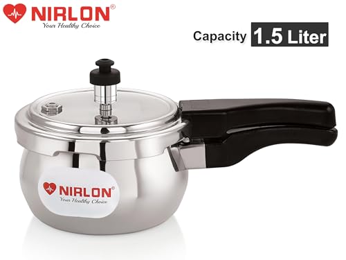 Image of NIRLON Handi Aluminium Outer Lid Induction Base Pressure Cooker 1.5 Litrer (Silver)