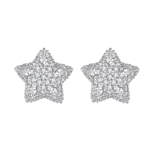 Boucles d'oreilles étoile moissanite or 14k au design pavé d'exception