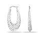 LeCalla 925 Sterling Silver Jewelry Diamond-Cut Light-Weight Oval Hoop Earrings for Women
