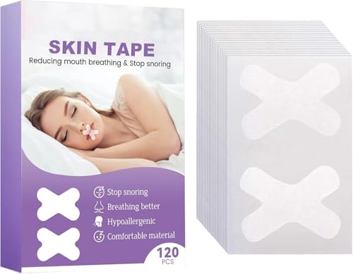 Sleep Strips 120 Pcs Anti Snoring Mouth Tape Universal Adjustable Stop Snoring Sleeping Aid For Snoring Women Men Hypoallergenic Tape for Sensitive Skin Painless Removal Mouth Breathing Correction