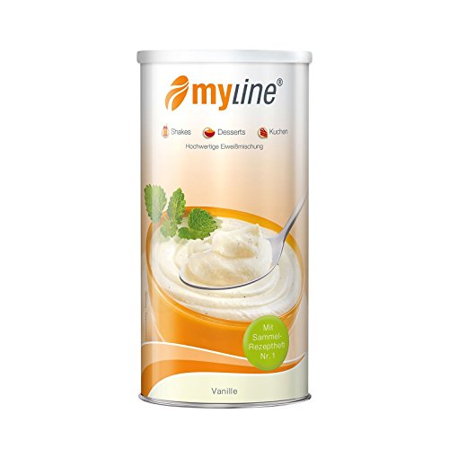 myline Protein Vanille – hochwertiges Proteinpulver mit L-Carnitin für Shakes und zum Zubereiten von Kuchen und Süßspeisen