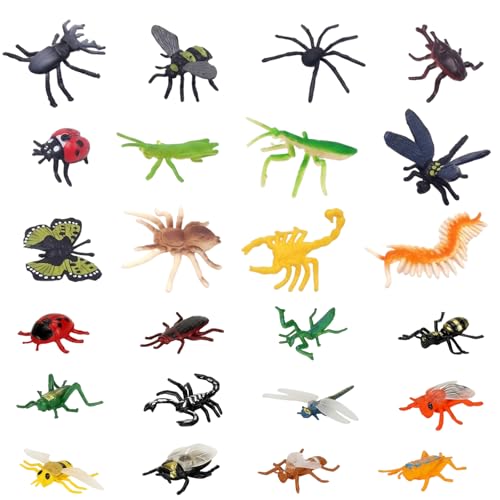 24PCS MiniBeasts Collection Educational Insect Models Detailed Bug Replicas Nature Study Specimens Miniature Insects Science Learning Materials