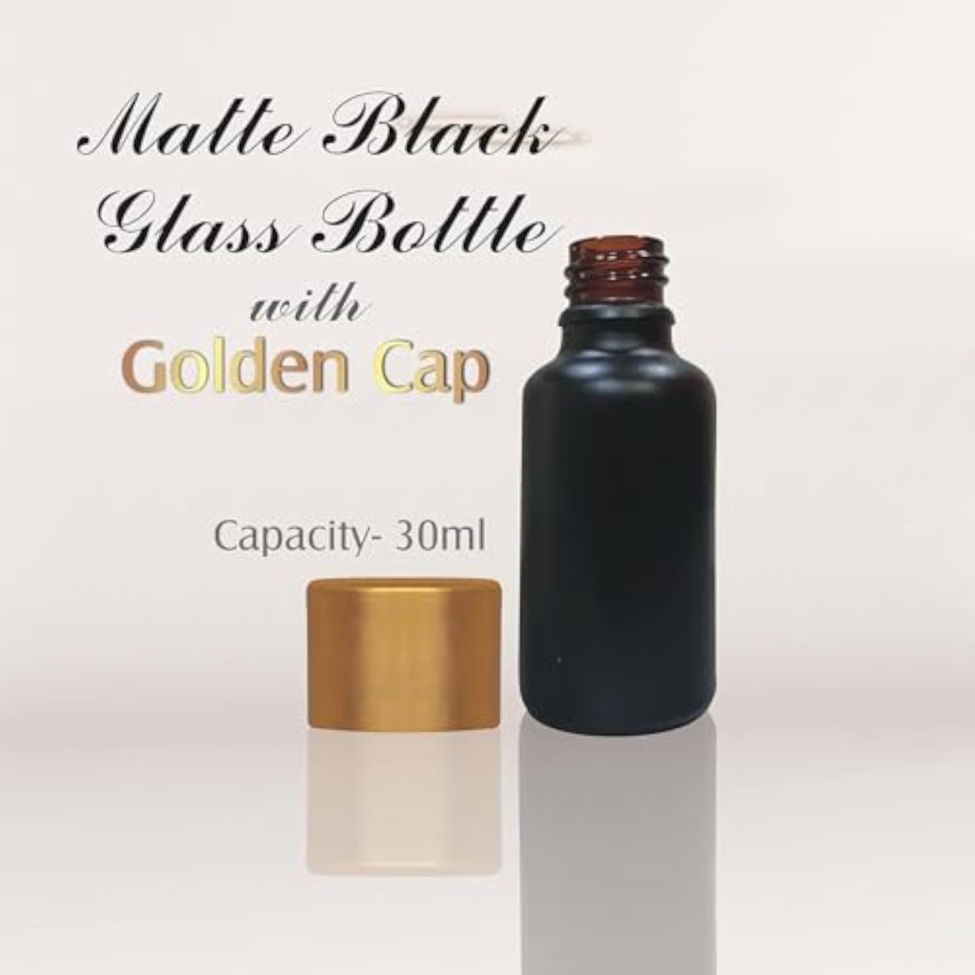Black Glass Bottles with Metalized Gold Cap Pack of 3