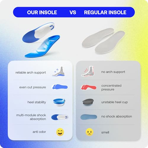 Image of VALSOLE 220+ Lbs Plantar Fasciitis Insoles, Heel Pain Relief Orthotics, High Arch Support Inserts for Flat Feet, Work Boot Insoles for Standing All Day, Absorb Shock with Every Step for Women & Men