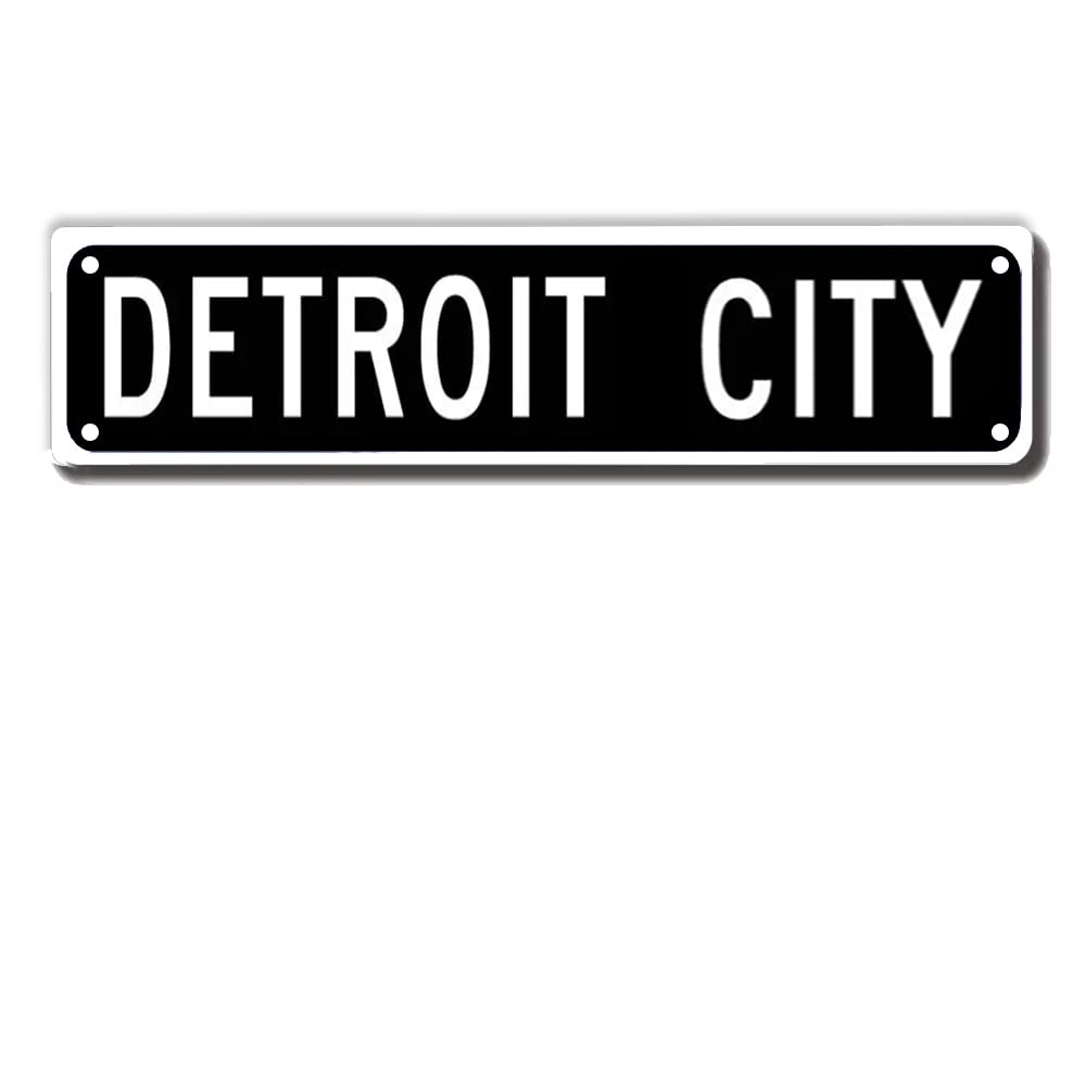 ERMUHEY Detroit City Street Sign, Detroit City Gift, Detroit Wall Decor for Home Office Bedroom Driveway Garage Man Cave Plaque Quality Metal Sign 16x4 Inch