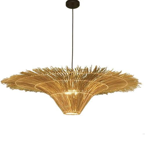 Lampe simple pour îlot de cuisine pour éliminer l'éclairage agressif grâce au rotin naturel