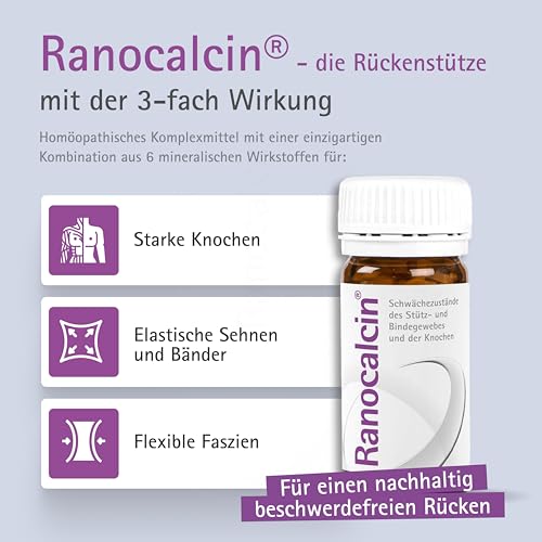 Ranocalcin® bei Beschwerden in Rücken, Schulter, Nacken - unterstützt Knochen, Sehnen, Bänder und Faszien - mit Calcium, Zink, Eisen, Kieselsäure - für Erwachsene und Kinder, 100 Tabletten