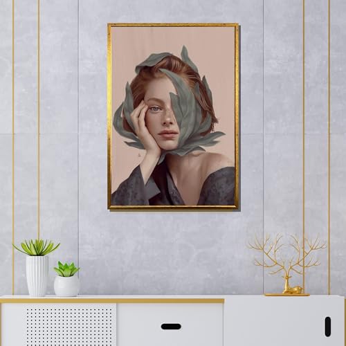 Tableau abstrait botanique sur toile pour masquer un mur blanc vide