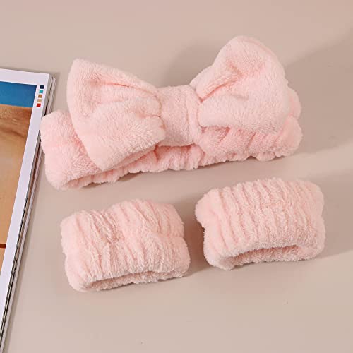 4 Pcs Wrist Wash Bands Face Washing Wrist Towels Skincare Wrist Bands Wrist Scrunchies and 2 Pcs Makeup Headbands Spa Hair Bands Beige and Brown - Image 3
