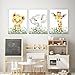 Baby Safari Nursery Wall Decor - Set of 3 Pictures Cute Animal Wall Prints on Canvas Jungle Nursery Safari Decor gifts for Baby Boys and Girls Room, Framed Wall Art (12 x16inch)