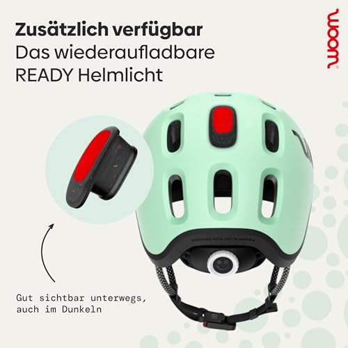 woom Ready Kids' Helmet, Adjustable Pinch-Free Children's Helmet with Reflective Details for Bicycle Riding, Scooting & Roller Skating, for Girls & Boys (Ages 1-14) - Mint - Medium