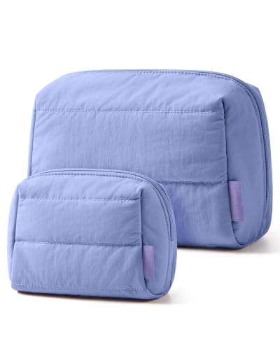 Image of BAGSMART Puffy Padded Travel Makeup Bag Duo Large & Small for Women | Puffy Padded, Travel Cosmetic Organizer Set, Large Toiletry Bag & Small Purse Pouch, Travel Essentials
