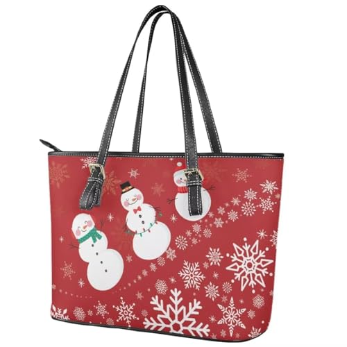 Image of Coldinair Christmas Leather Tote Bag for Women with Zipper Large Shoulder Tote Bag Shopping Casual Travel Bag Handbag Purse