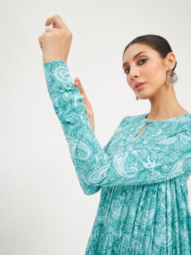 Image of FIORRA Women's Paisley Printed Pure Cotton Anarkali Kurta
