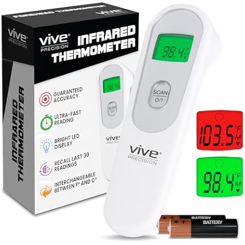 Vive Temporal Forehead Thermometer Scanner for Adults, Kids & Babies - No Touch Medical Grade Infrared Digital Temperature Thermometer for Head, Ear & Fever - Touchless Instant Thermal Temperature Gun Cover