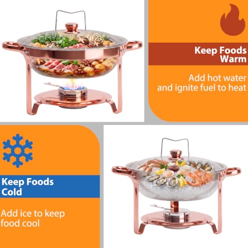 6QT Chafing Dishes for Buffet 4 Pack, Buffet Servers and Warmers, Rose by Grillaxy - Used condition - Image 3