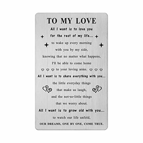 Steel Engraved Valentine's Day Card Him Her, All I Want Is To Love You For The Rest Of My Life, To My Love Gifts For Men Women #TOP17