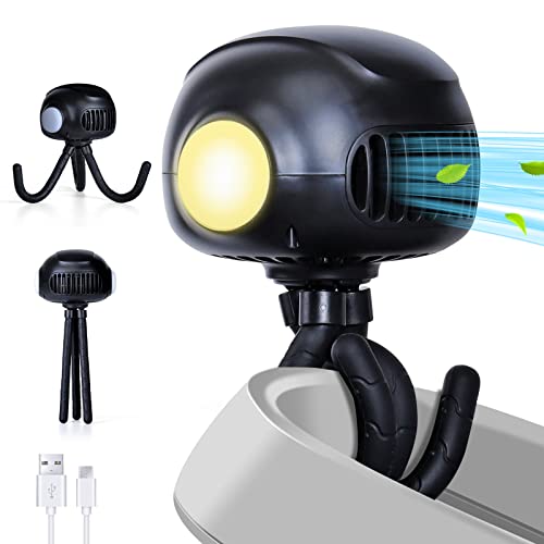Orzbow Ventilateur à Pince Poussette,Ventilateur USB de Bureau Portable avec Veilleuse,4000 mAh,Trépied Flexible,3 Vitesses,Rotatif à 360 ° pour la Berceaux,Bureau,Salle de Sport, Pêche,Camping (Noir) Cover