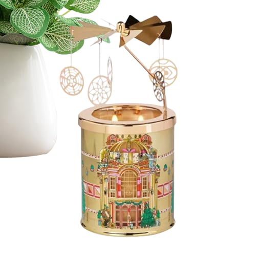 Portavelas de té, metal artístico de mesa, carrusel giratorio de Navidad, para yoga, comedor, meditación, recepción, sala de estar, dormitorio, alféizar de ventana