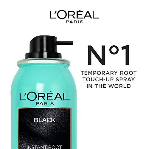 Image of L'Oreal Paris Instant Root Concealer Spray, Ideal for Touching Up Grey Root Regrowth, Magic Retouch, 1 Black, 75ml (Pack of 2)
